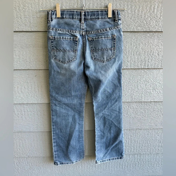 Childrens Place Boys Size 7 Adjustable Waist Boot Cut Denim Blue Jeans Snap - Picture 2 of 8